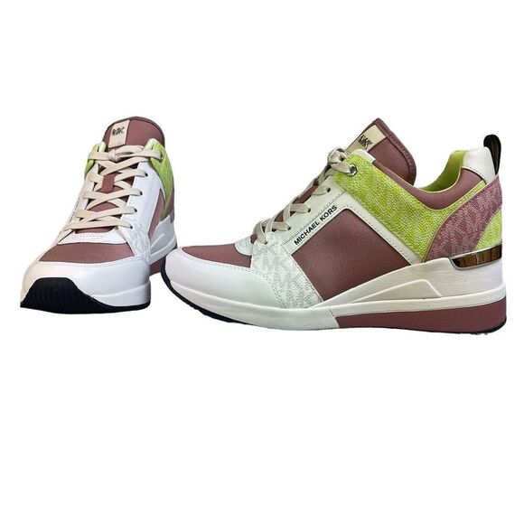 Michael Kors Womens Georgie Trainer Shoes Sneakers Rose Multi Sz 9.5M New in Box - Picture 1 of 9